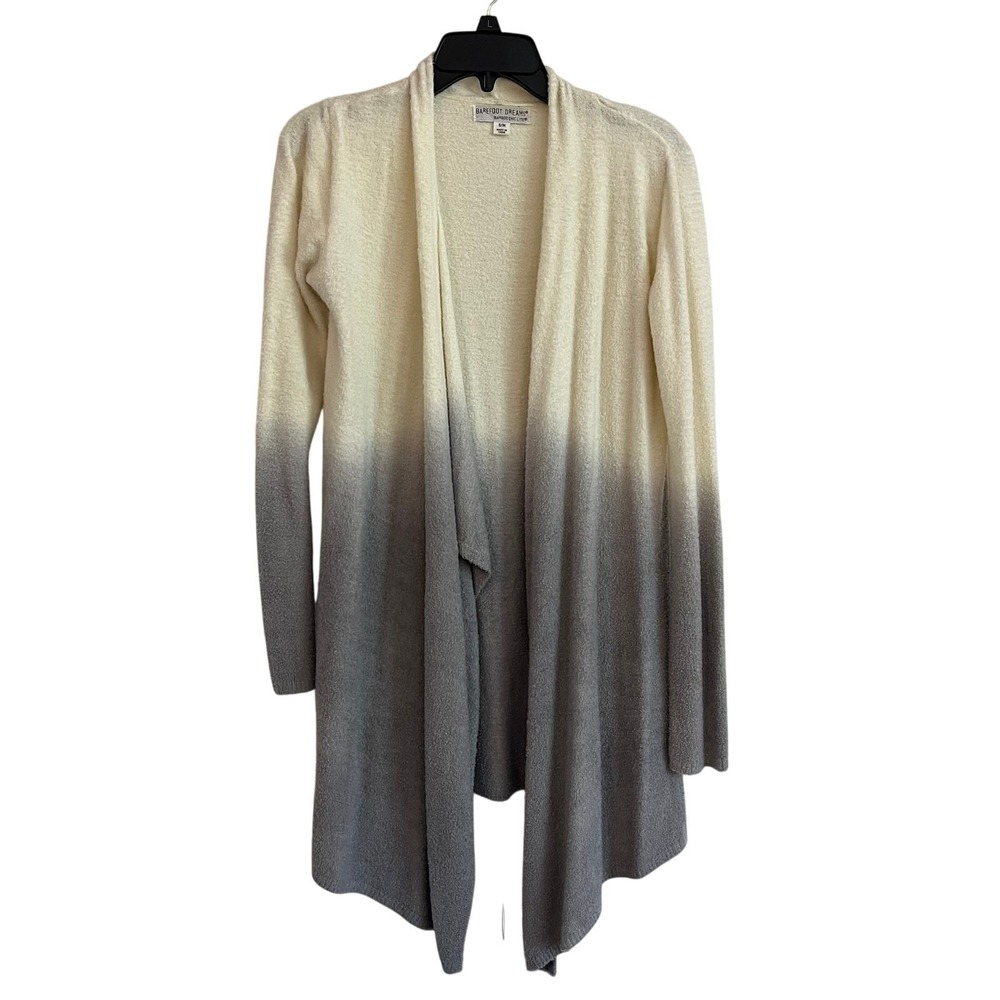Barefoot Dreams Women's Ombré Cream/Gray Waterfall Cardigan Sweater Size S/M